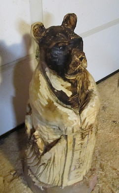 Bear in Garage being carved by Legacy Sculpture