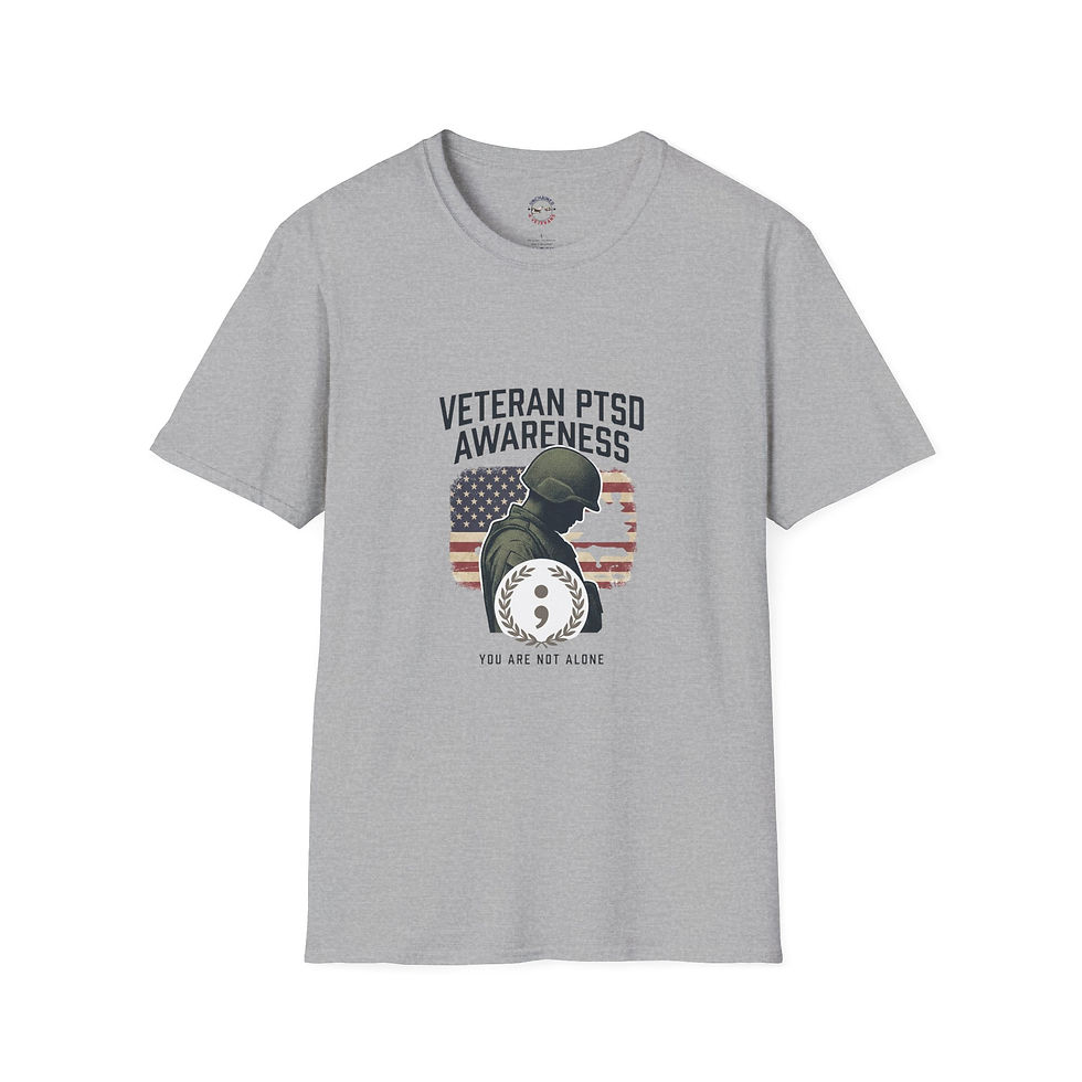 Thumbnail: Veteran PTSD Awareness T-Shirt | American Flag, Soldier Silhouette