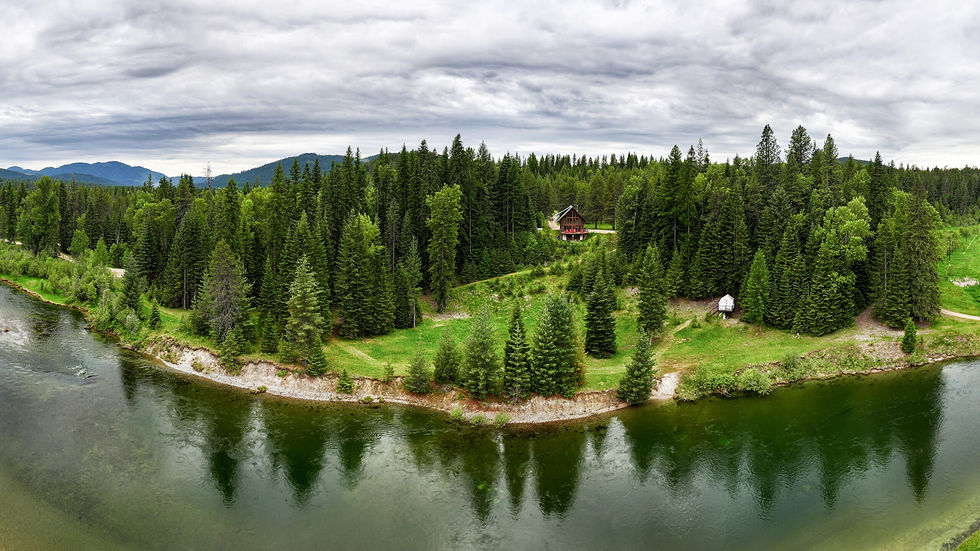 Aerial luxury view of waterfront property