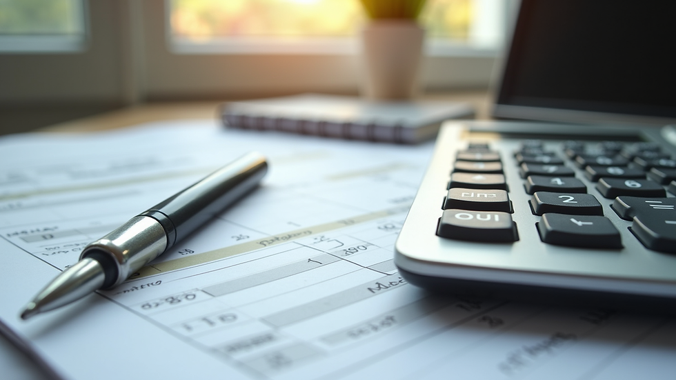 Close-up view of a calculator and budget planner on a table