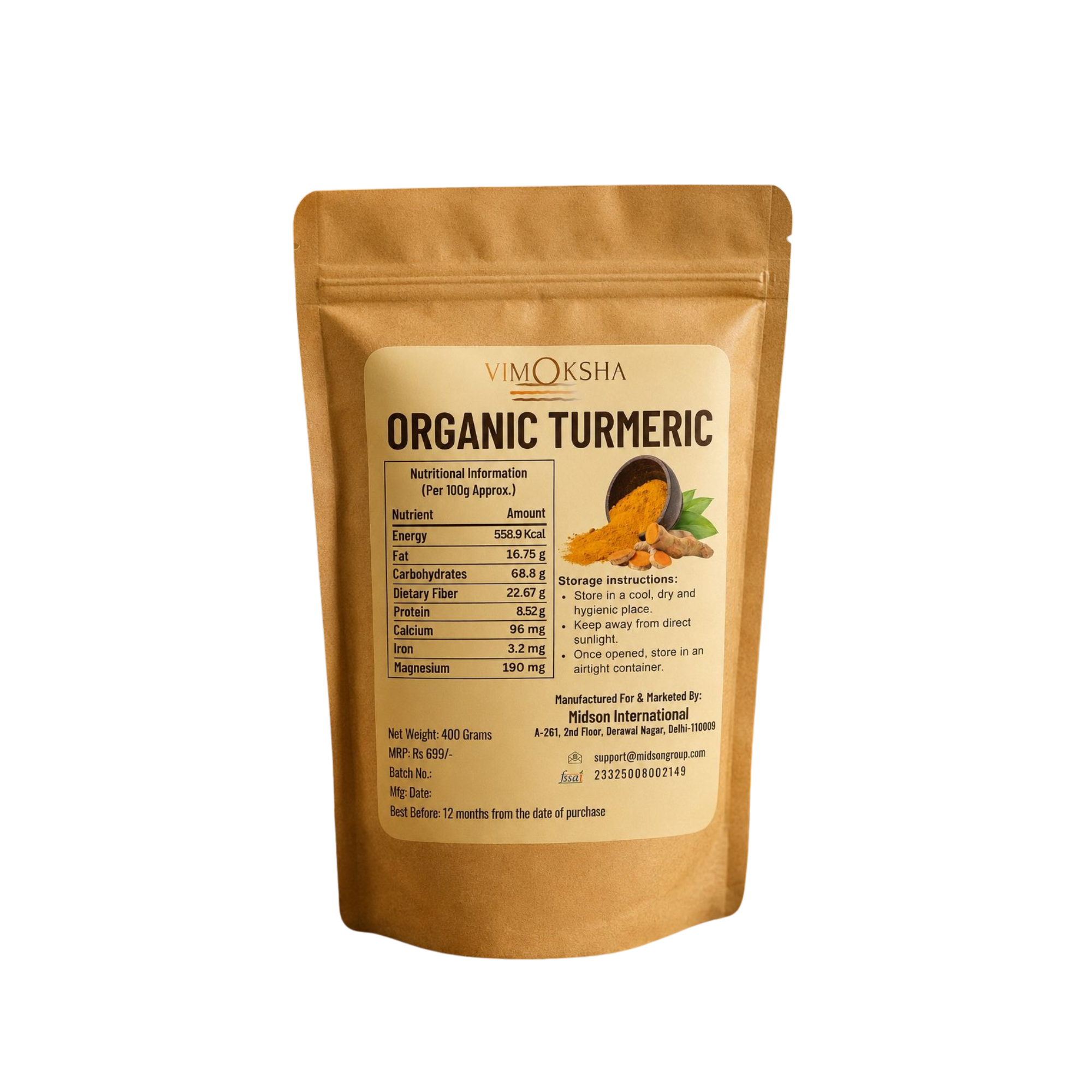 Organic Turmeric 400 Grams