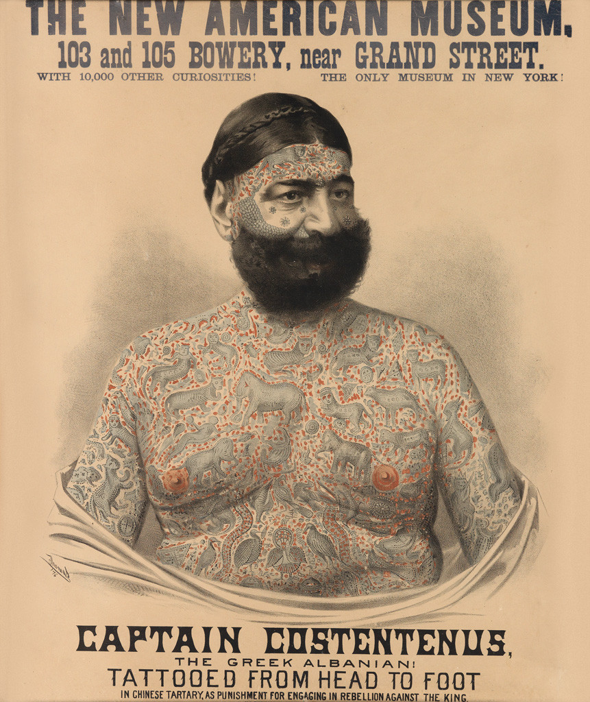 Captain Costeneus the Tattooed Wonder Poster from the American Museum