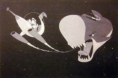 Monstro the whale attacking space ship Pinocchio in space