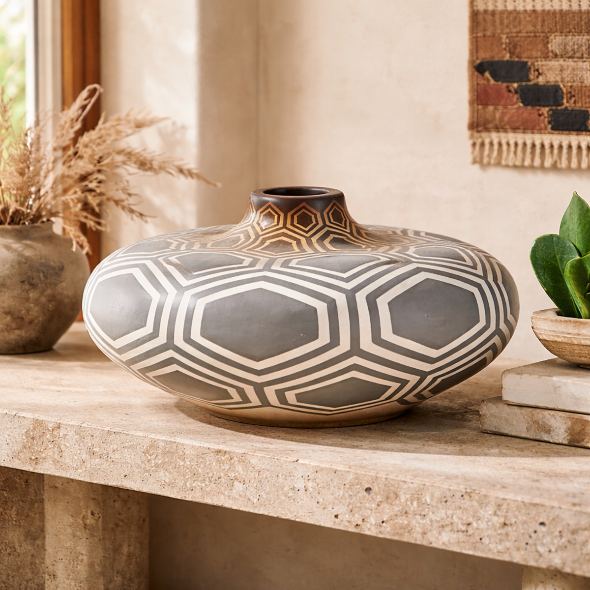 Quanah Collection Geometric Pattern Pot