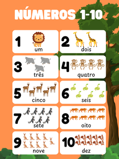 Pôster Animais Números 1-10