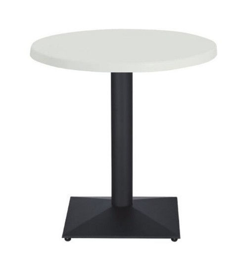 Miniatura: Mesa redonda con tablero blanco y base pedestal negra.