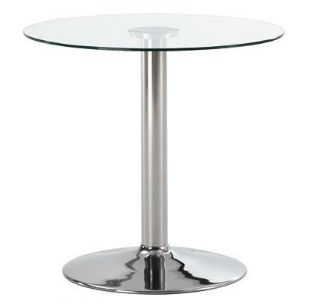 Miniatura: Mesa redonda de vidrio con base de pedestal plateado brillante