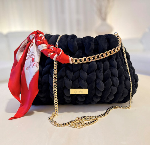 Grand Black Velvet Muse with Foulard (approx. 11