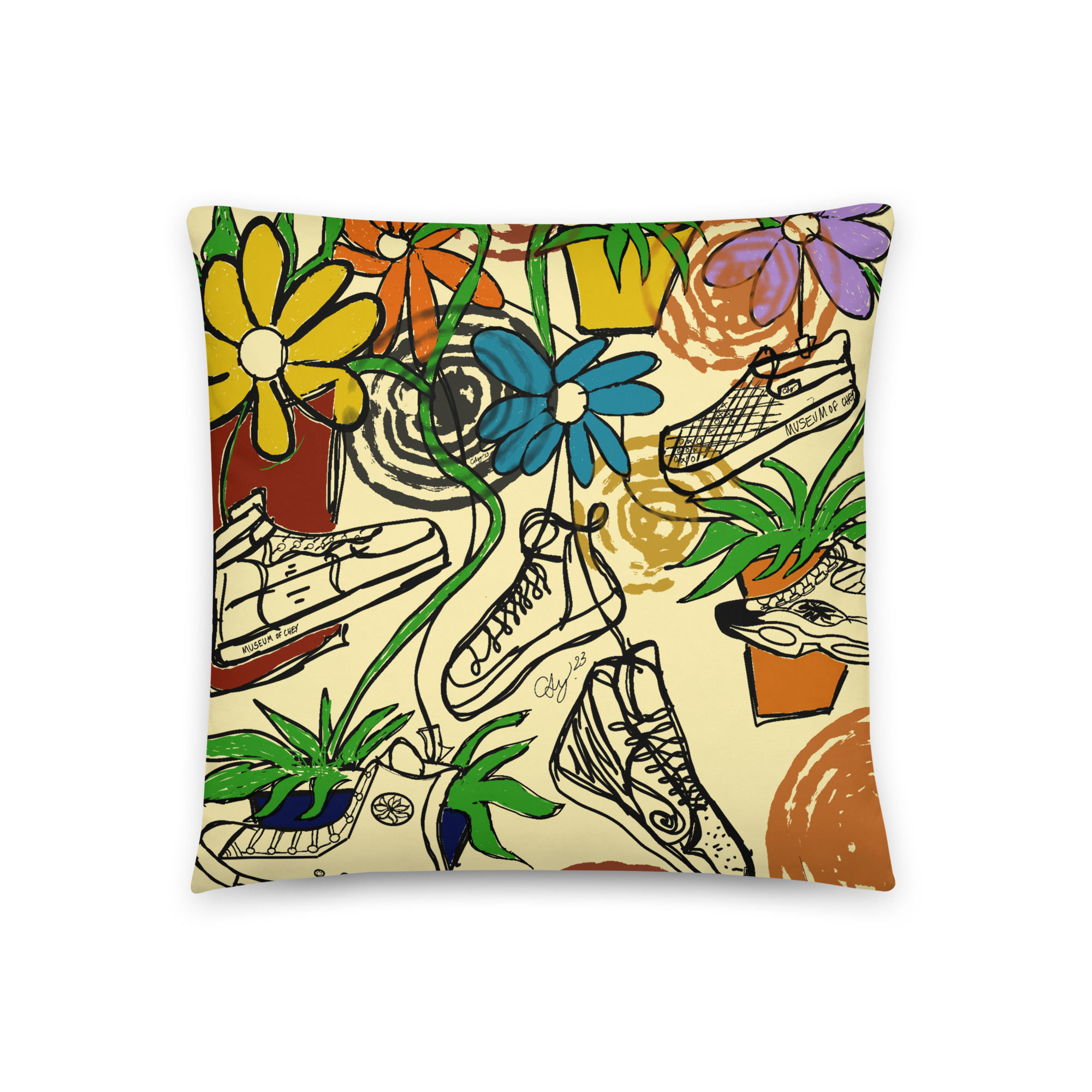 "Flowers" CREAM Basic Pillow