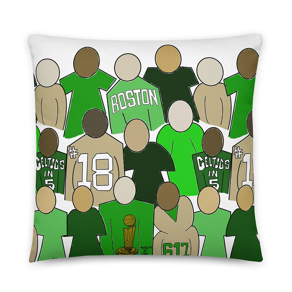 Thumbnail: "Celtics in 5" WHITE Basic Pillow