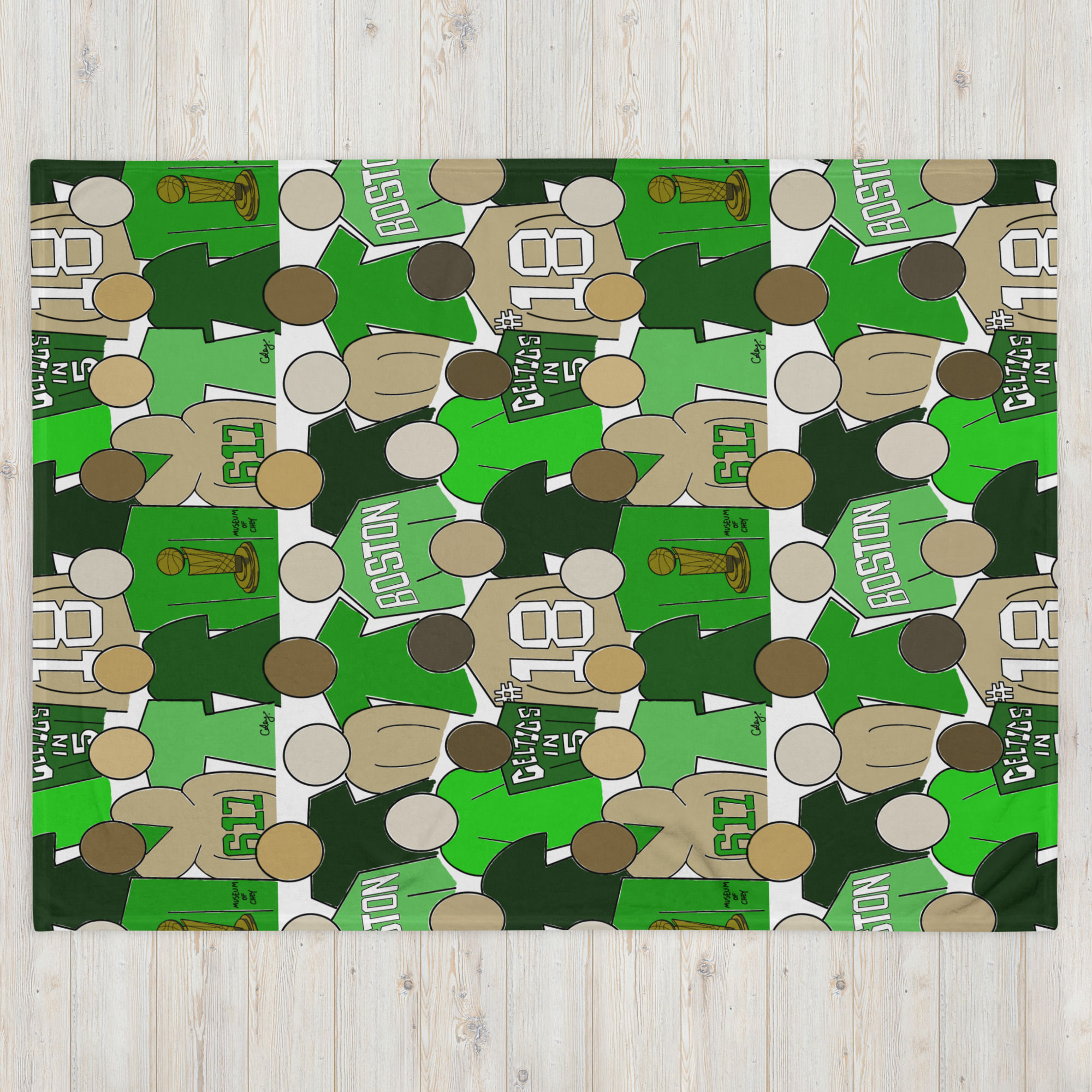 "Celtics in 5" WHITE Throw Blanket