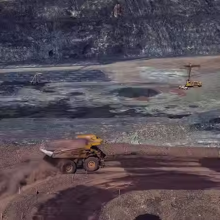 A quarry operation with large trucks