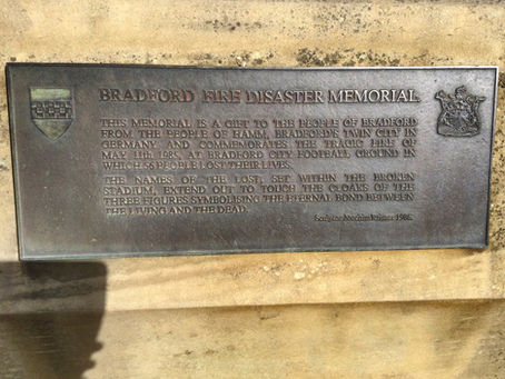 Memorial plaque for victims of the Bradford City stadium fire
