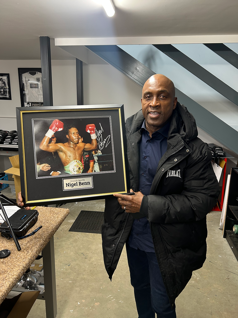 Nigel Benn Signs for Superstar Speakers – A Legendary Evening at Our Framing Workshop