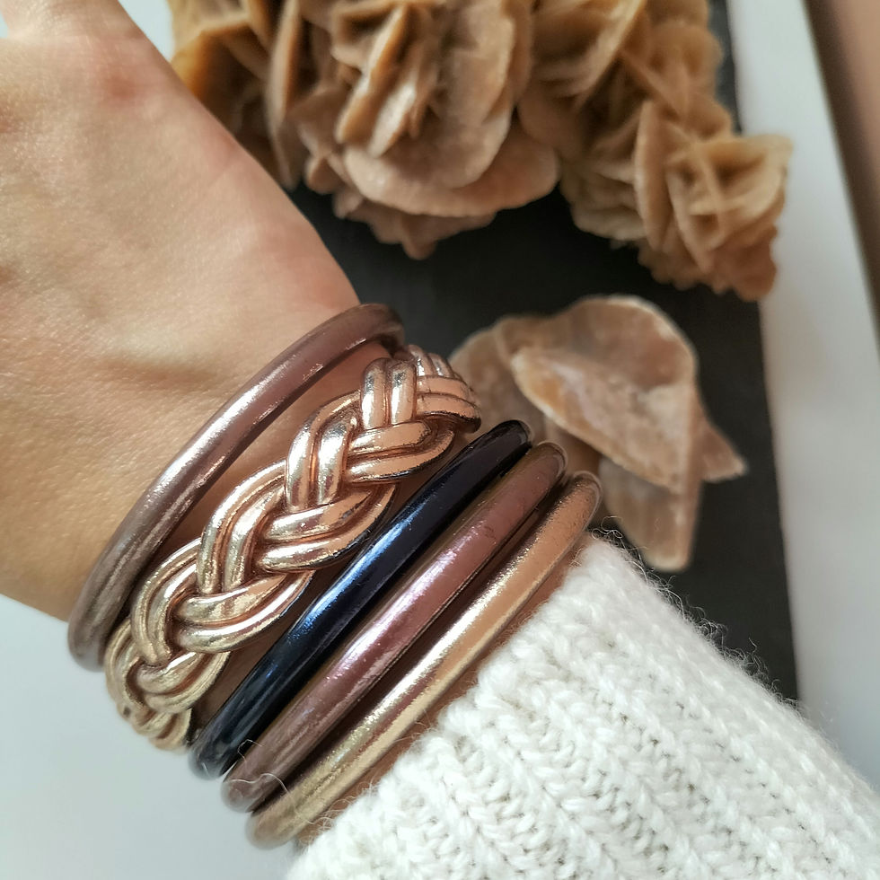 Thumbnail: Bracciale del Tempio. Doppia Treccia.Champagne