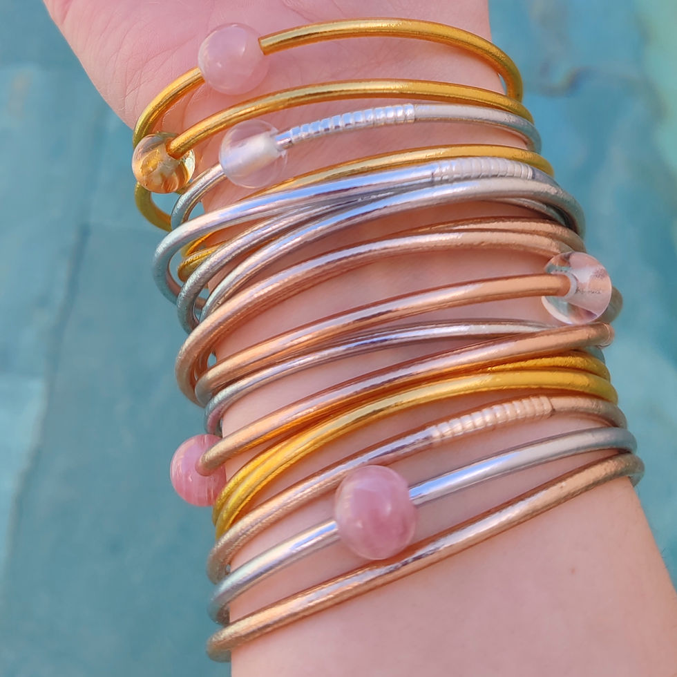 Thumbnail: Bracciale del Tempio.Goccia.Argento e Quarzo rosa