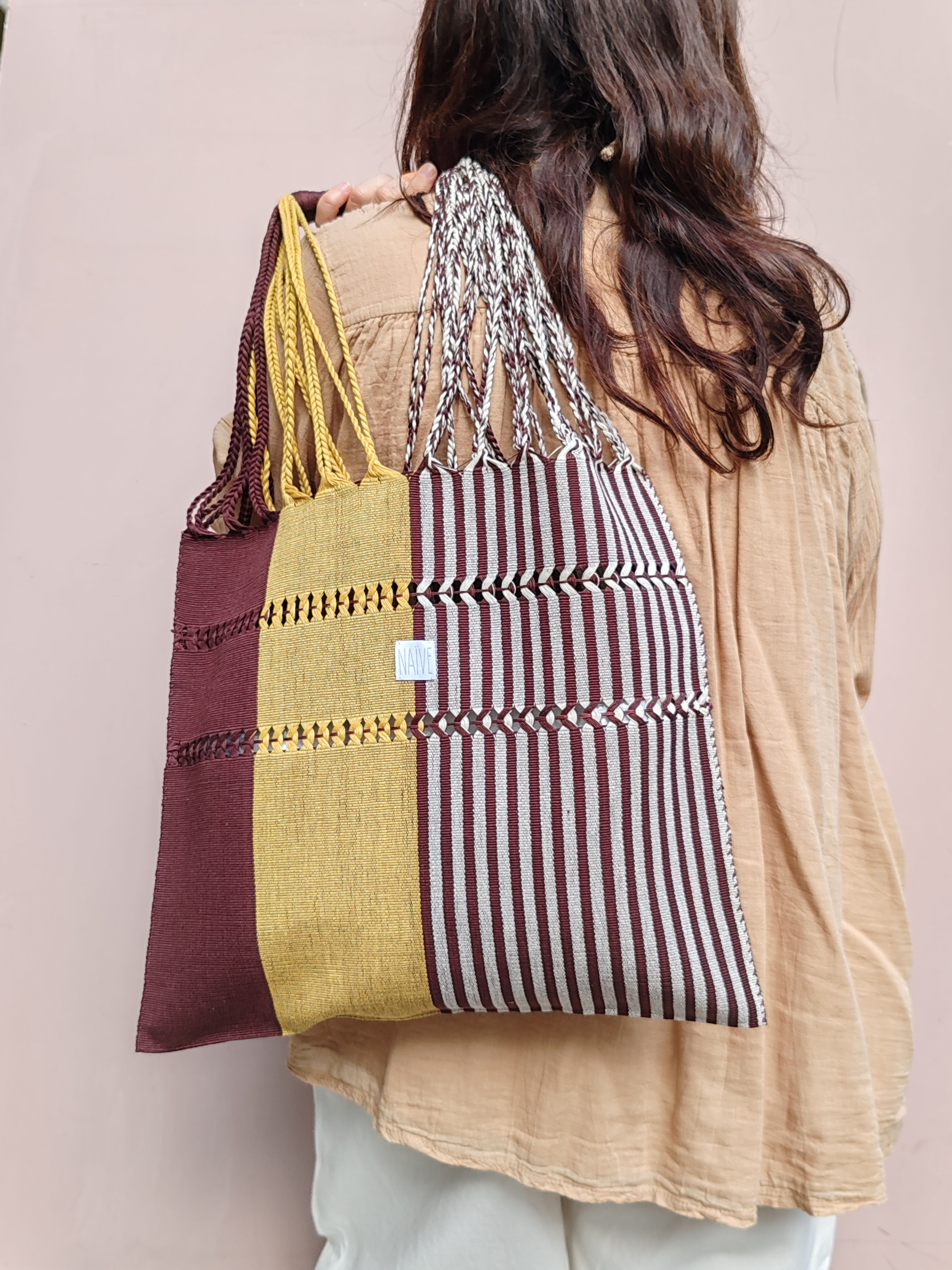 HOLABAG Striped Crema e cioccolato