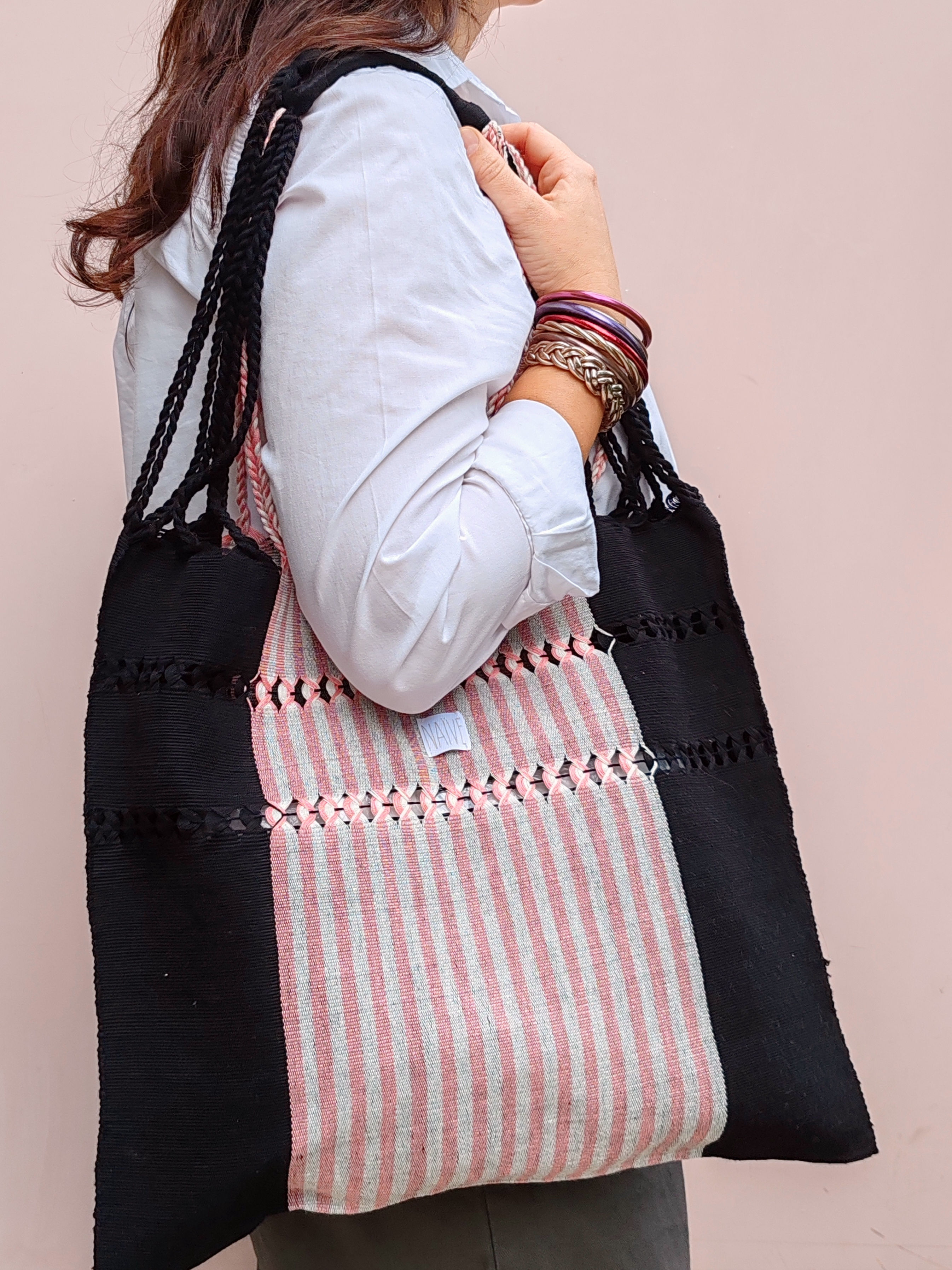 HOLABAG Striped Black pink