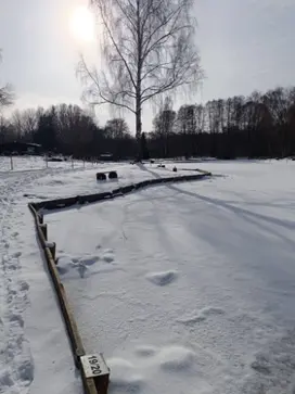 Unser Forellenteich im Angelparadies Grönwohld im Schnee.