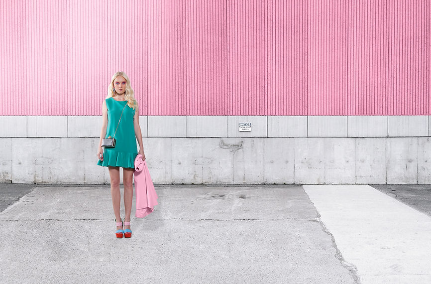 Fashion Model on Pink Wall