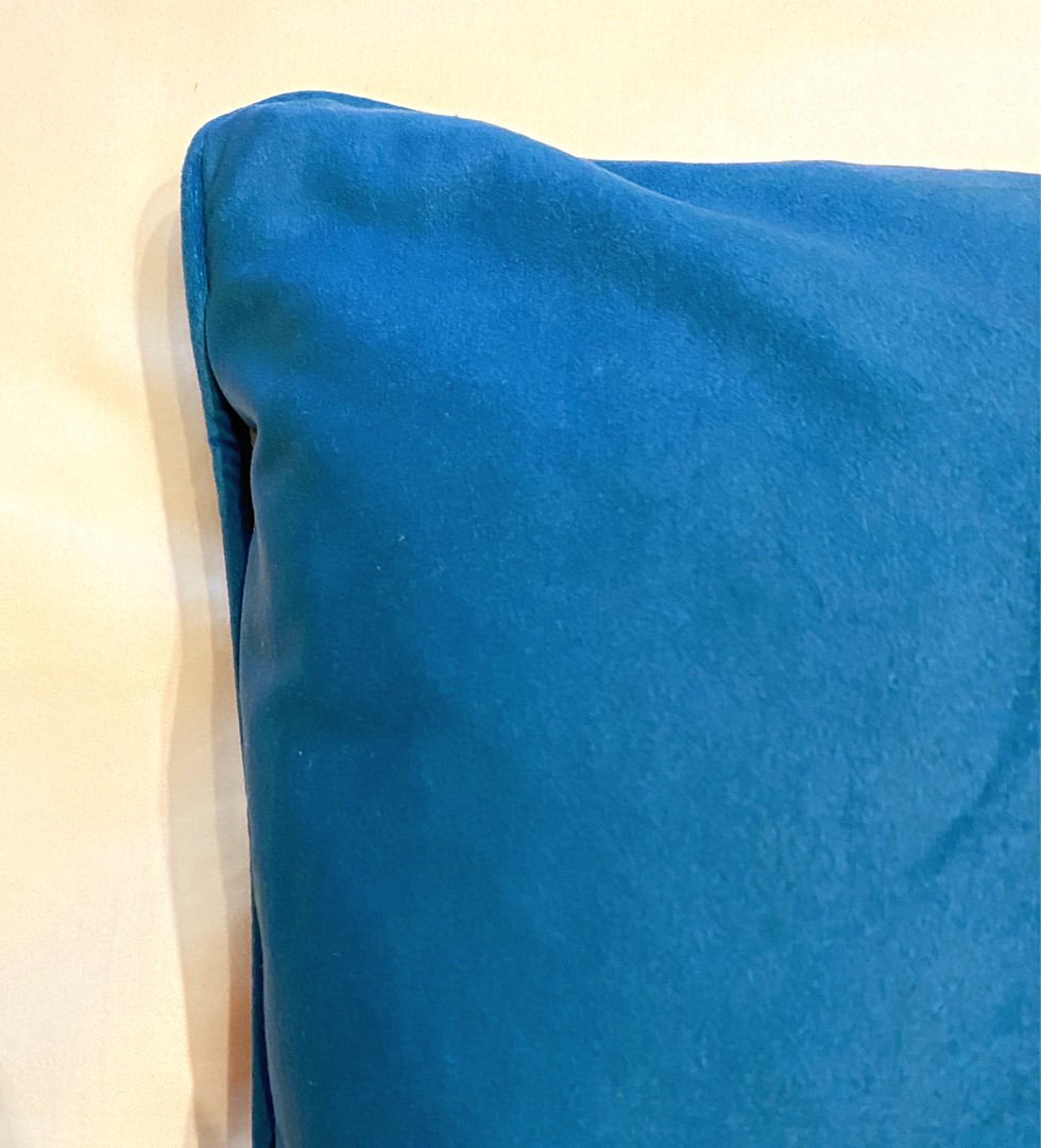 Thumbnail: Floral Velvet Cushion - Deep Blue