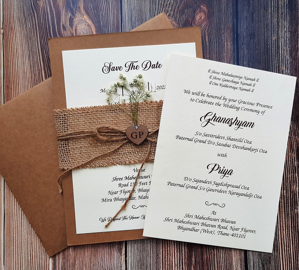 Rustic Invite with wild flower