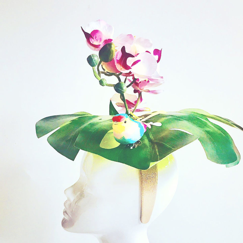 Thumbnail: Monstera White Pink Orchid Bird Headdress