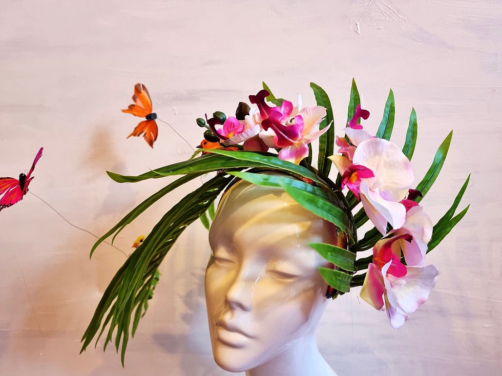 Thumbnail: Palm Leaf  Orchid tropical birds and butterflies Headdress