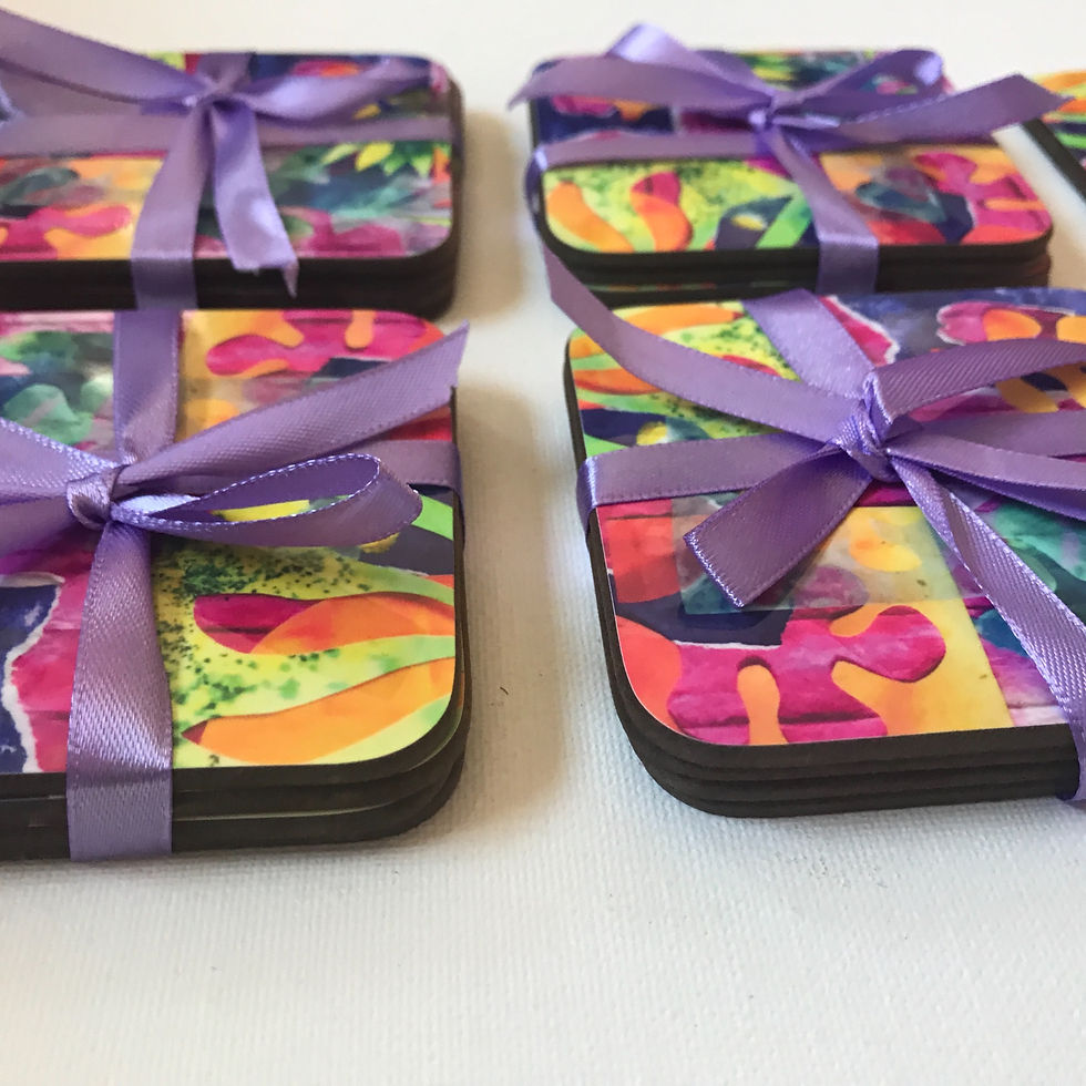 Thumbnail: Jungle print Collage Coasters x 4