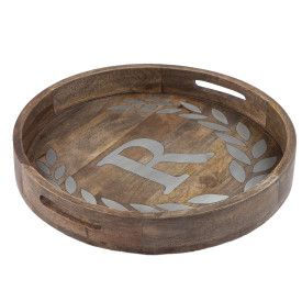 WOOD/METAL 20" ROUND TRAY "R"