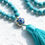 Thumbnail: Blue Turquoise Necklace ~ Silver~Midnight Blue Enamel Flower ~ Turquoise Tassel