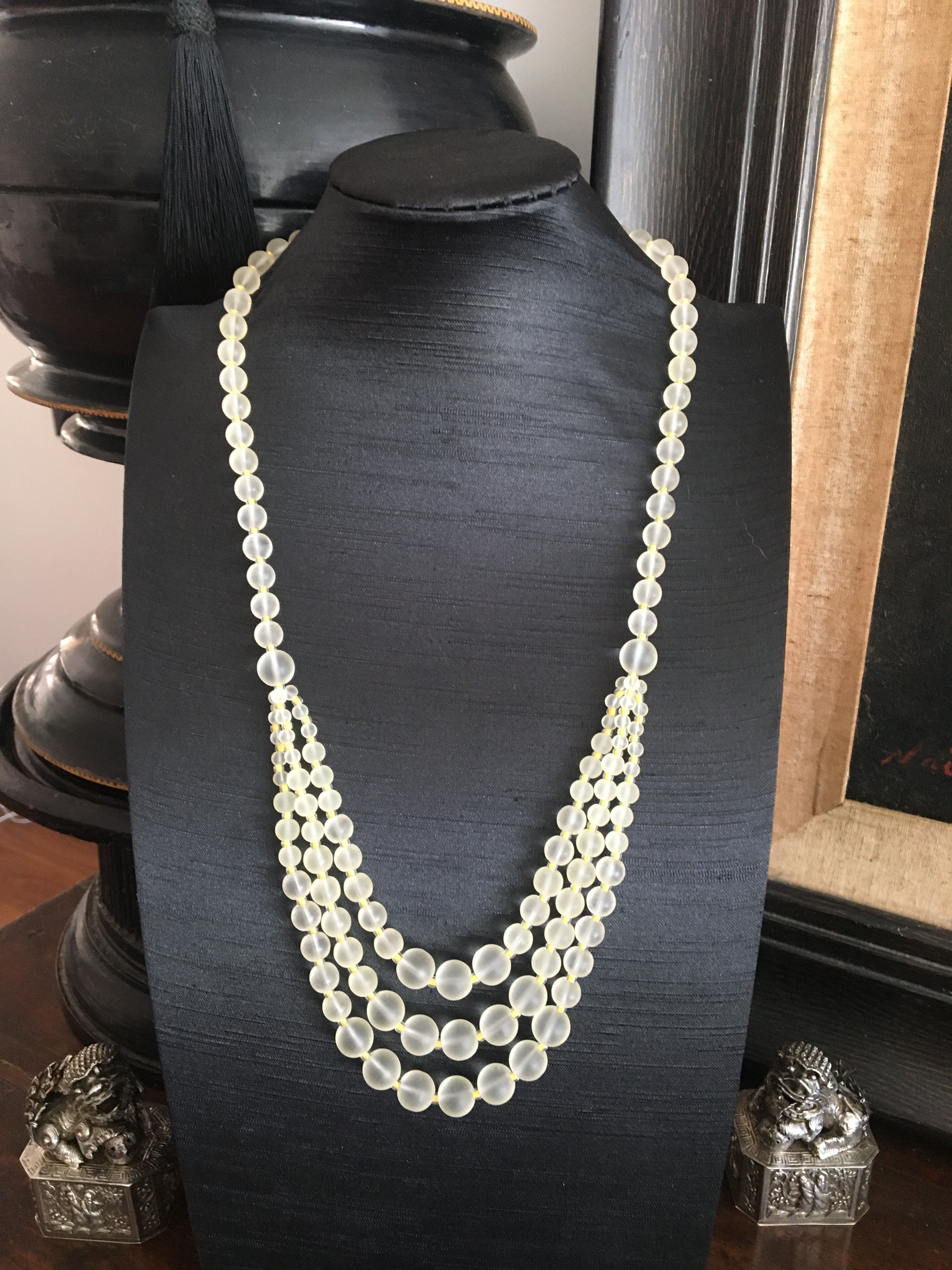 Lemon ~ Graduated Three Tier ~ Glass Beaded Necklace