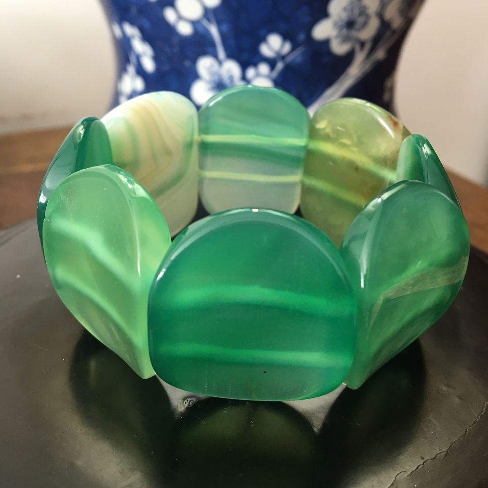 Natural Agate Wide Bracelet ~ Spring Green