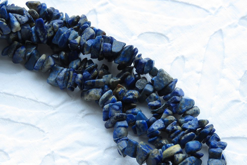 Thumbnail: Gemstone Chips Beaded Multi~Strand Necklace ~ Midnight Blue