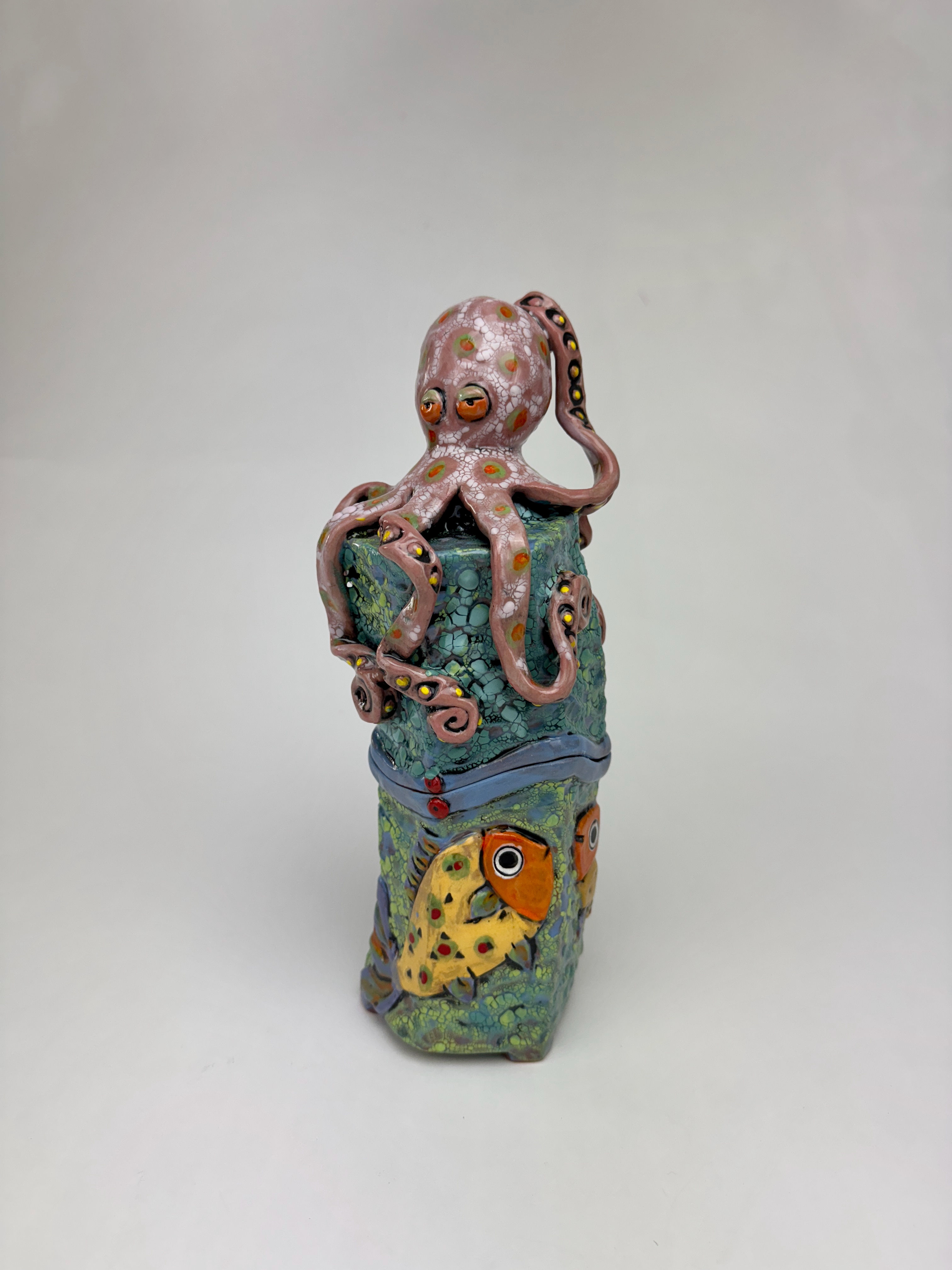 Vase with Octopus Front Lilia Venier Ceramics