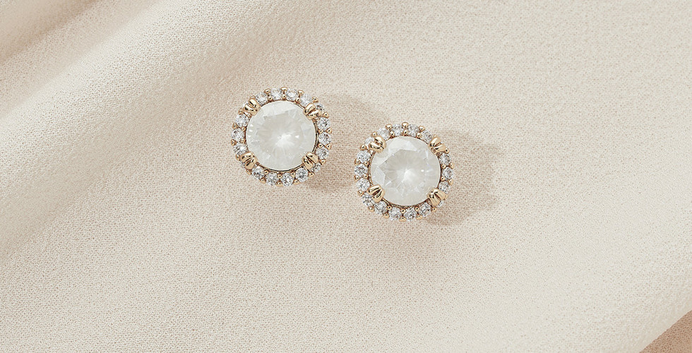 PEARL PAVE STUD EARRINGS