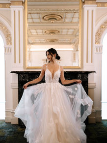 WHIMSICAL LACE LAYERED BALL GOWN, WEDDING DRESS, BOCHIC BRIDAL BOUTIQUE CINCINNATI, OHIO