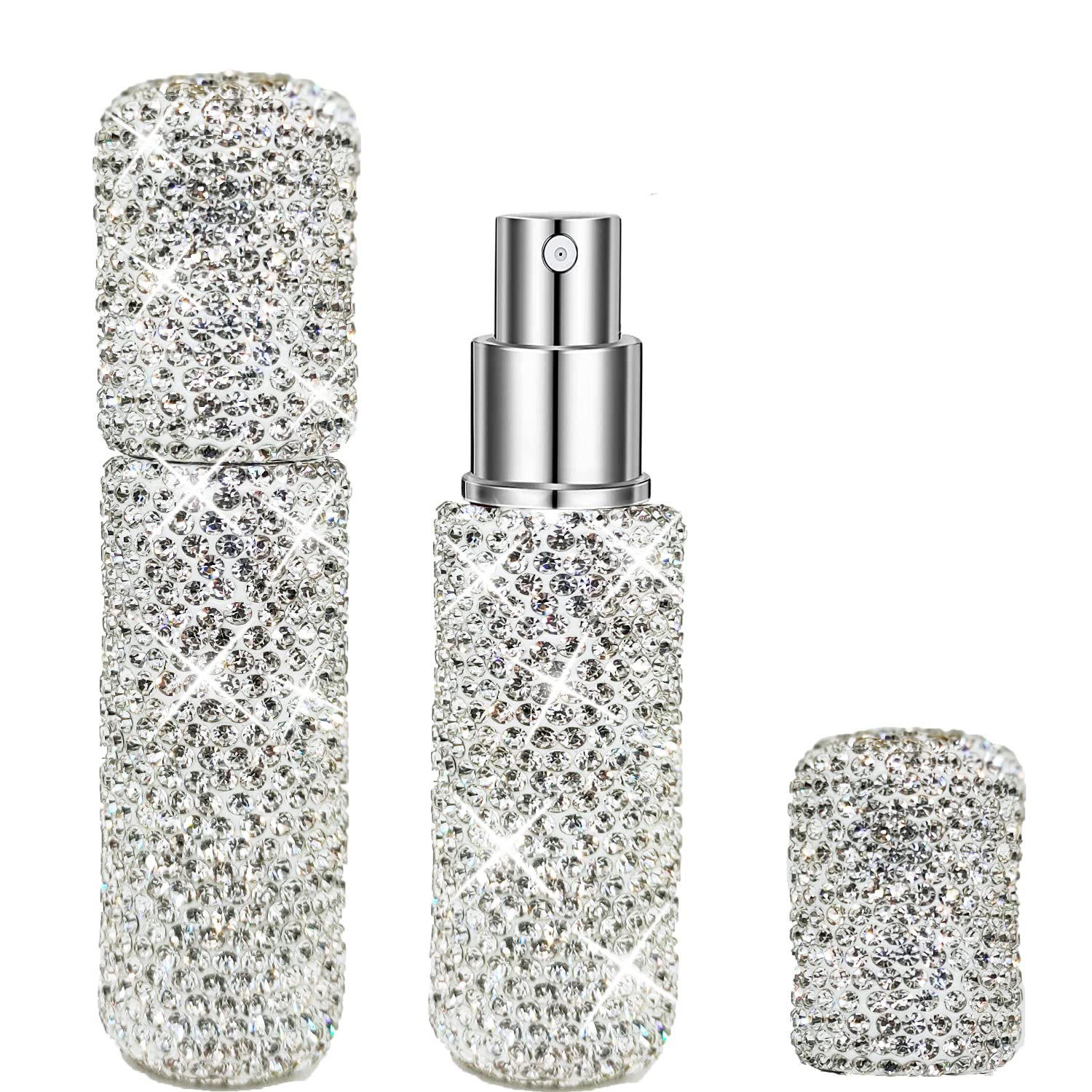 WedFeir 10ML Bling Perfume Spray Bottle Rhinestone Travel Refillable Perfume Ato