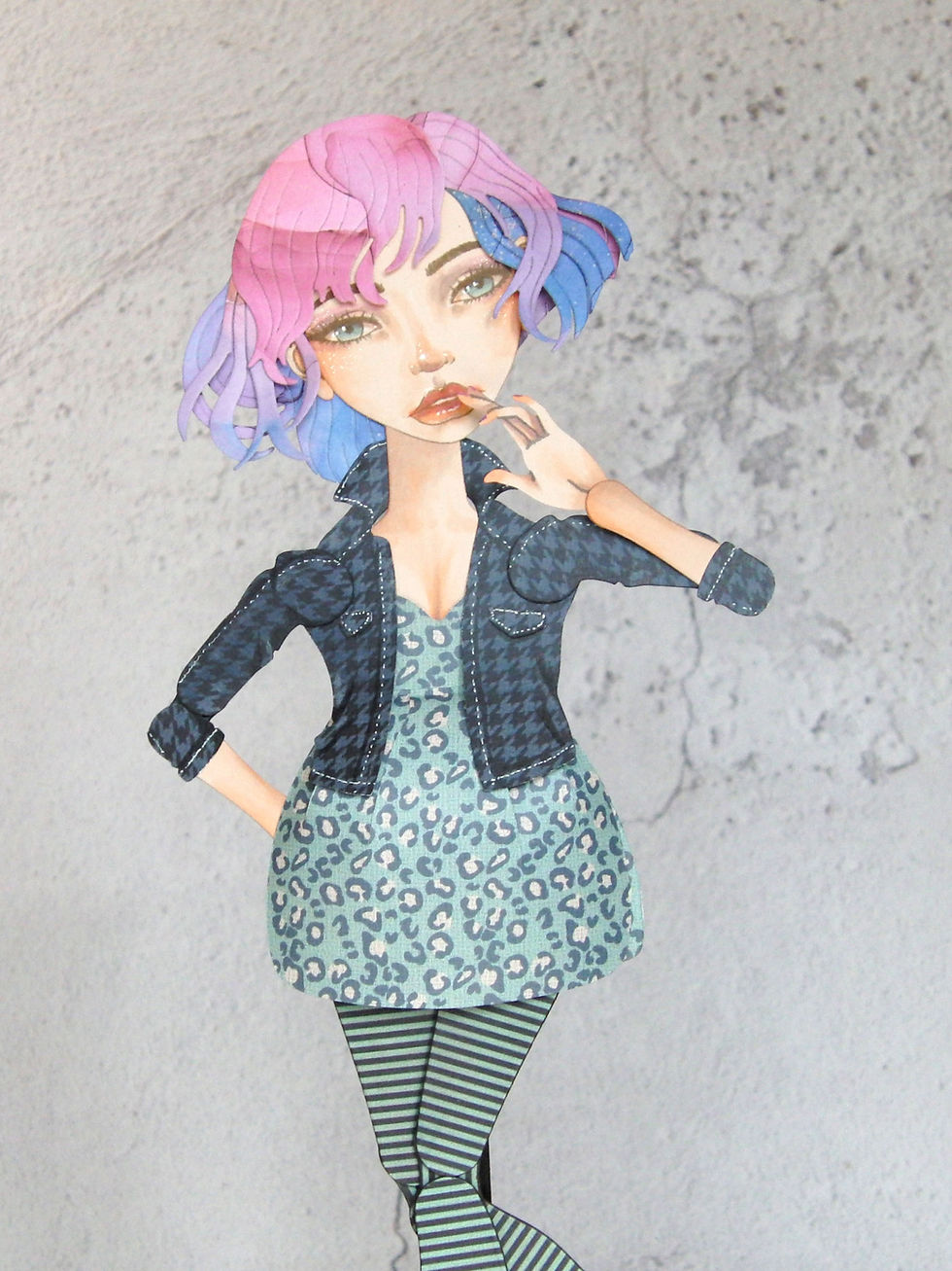 Miniatyrbild: Jointed Paper Art Doll ~ Mixed Media Templates ~ Strapless Puff Dress and Jacket