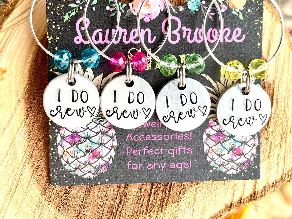 Thumbnail: I do Crew -  Bridesmaid Gifts - Wine Glass Charms- Wedding Keepsake