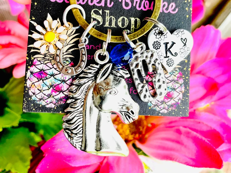 Personalized Horse Keychain - Horse Owner Gifts -Country Keychain