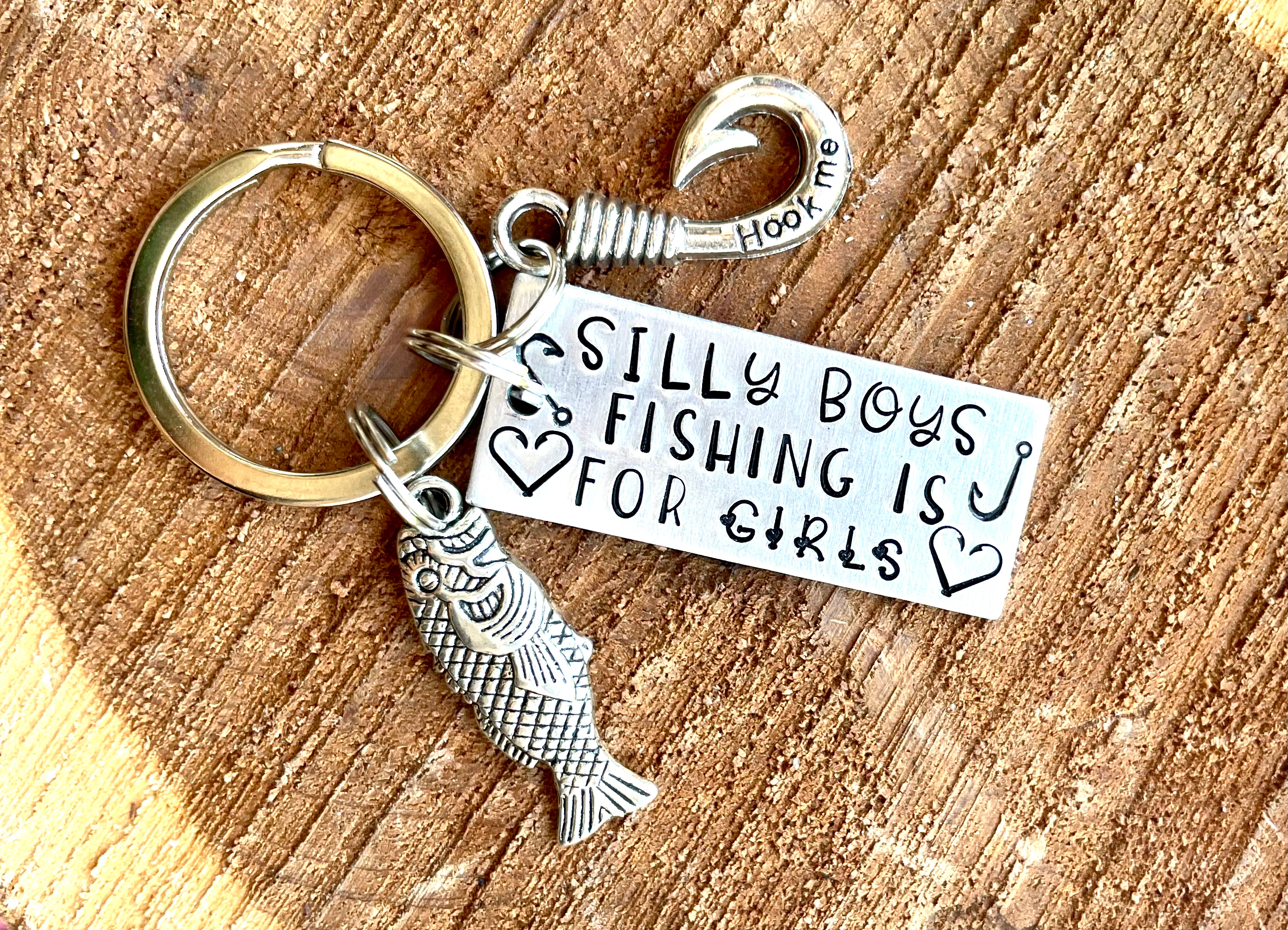 Silly boys fishing is for girls -Fishing Keychain - Girl Fishing Gift - Fishing