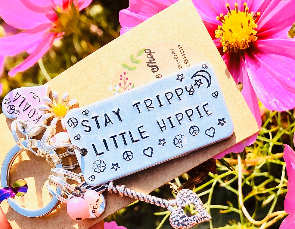 Thumbnail: Stay Trippy Little Hippie Keychain- Hippie Gifts- Hippie Keychain