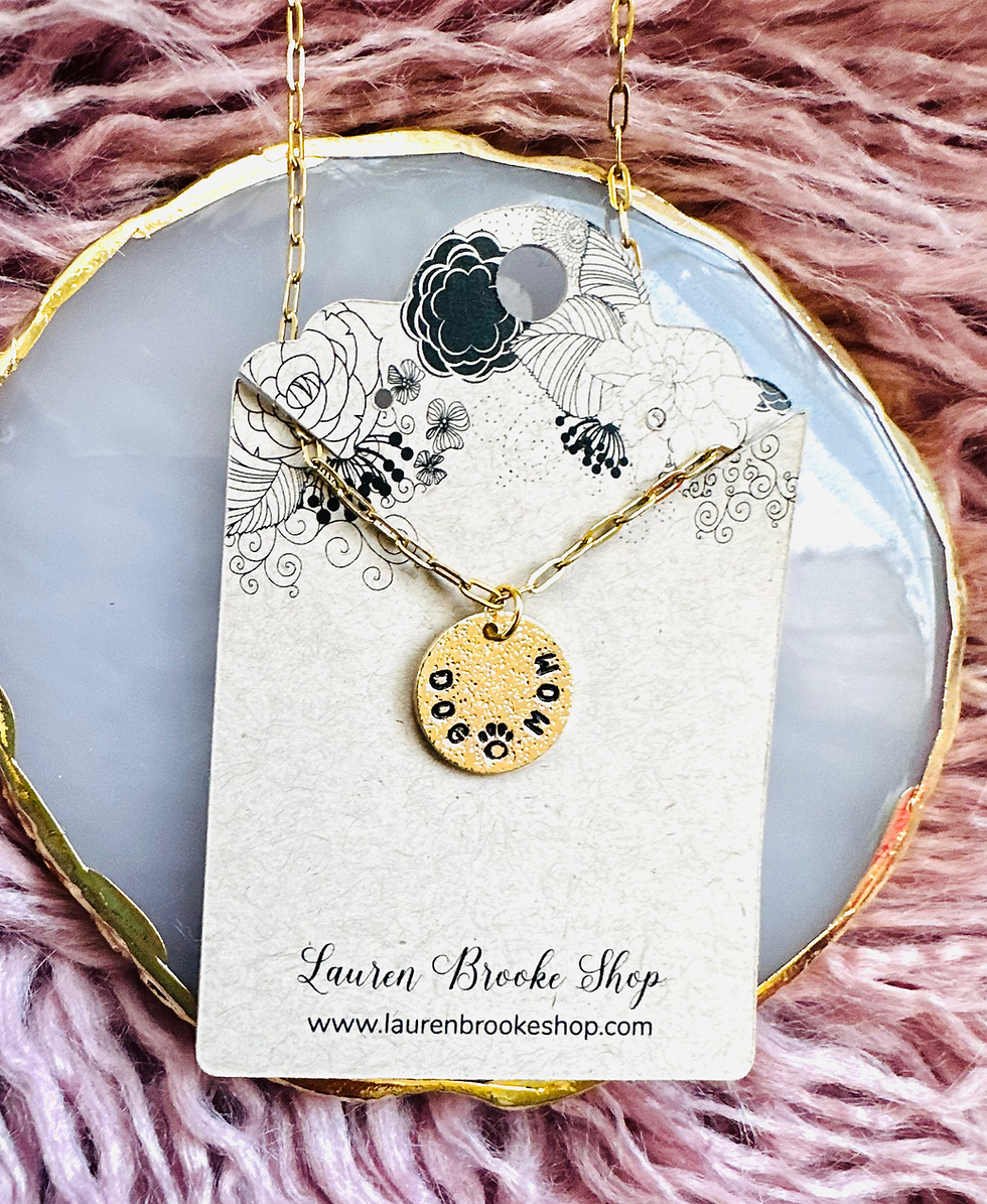 Thumbnail: Hand-Stamped Dog Mom Necklace with Gem Accent - Dog Mom Jewelry - Dog Mama
