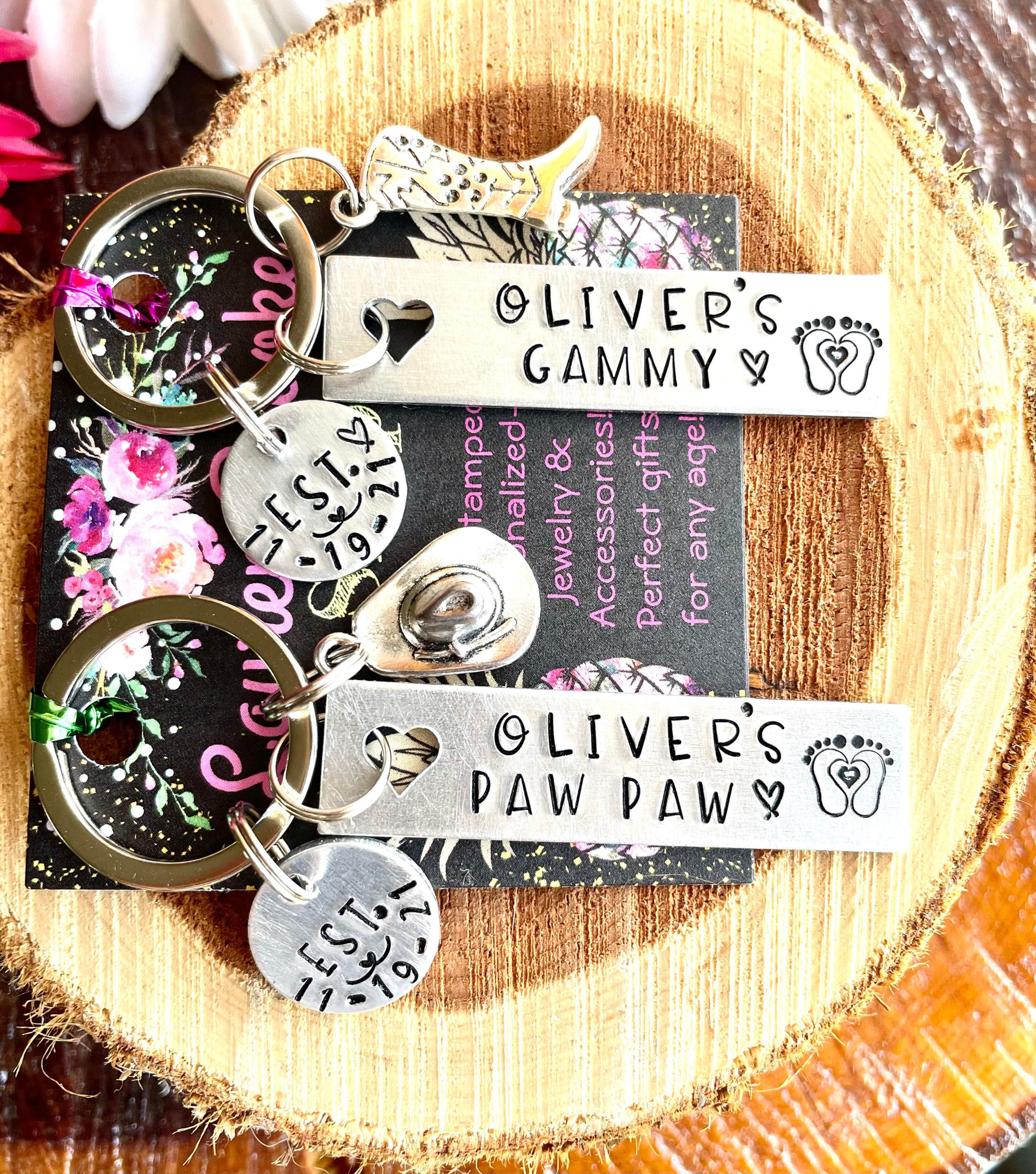 Personalized Grandma Keychain- Hand Stamped - Grandma Gift - Grandma Keychain