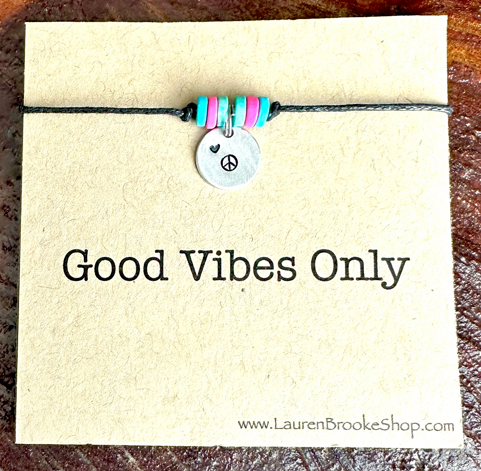 Good Vibes Only Bracelet/Phrase Card Bracelet/Good Vibes/Peace Sign Jewelry