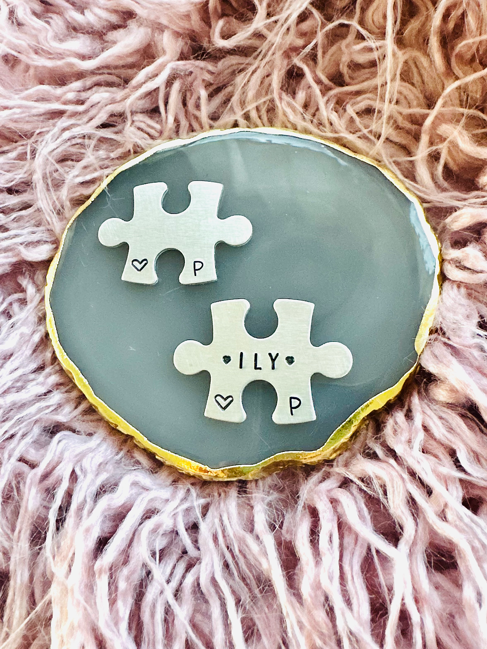 Thumbnail: Hand Stamped Pocket Token – Puzzle Piece Wallet Coin | Love Token Gifts