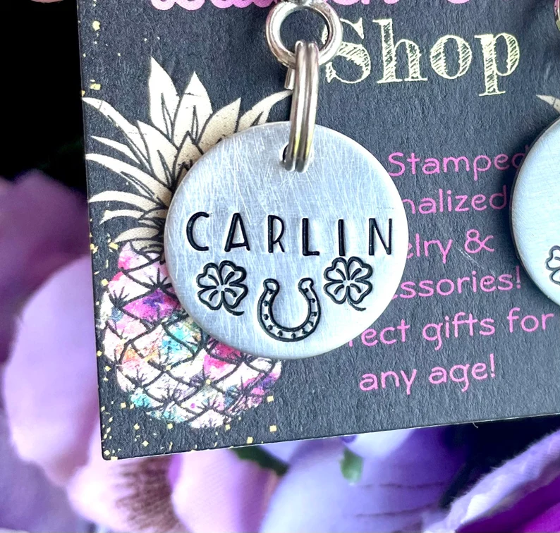 Thumbnail: Dog ID- Horse ID Name Tag-Horse ID Tag, Horse Bridle Tag, Hand Stamped Horse Tag