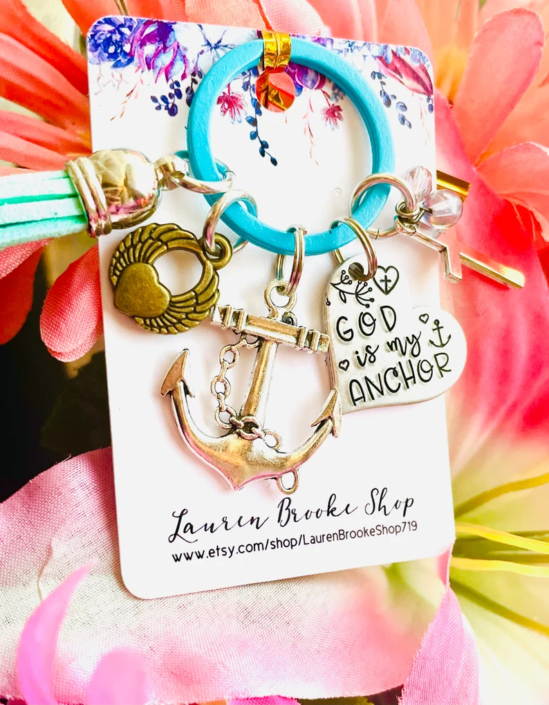 Thumbnail: God Is My Anchor- Cross Keychains- Baptism Gift