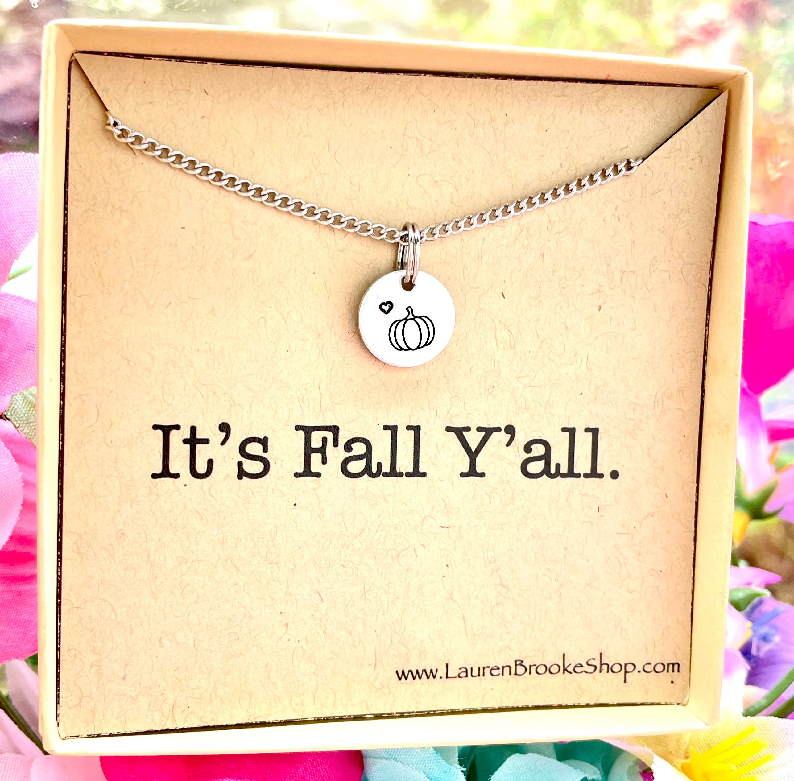 It's Fall Y'all  - Card Necklace Box - Disc Necklace- Fall Jewelry - Fall Gift